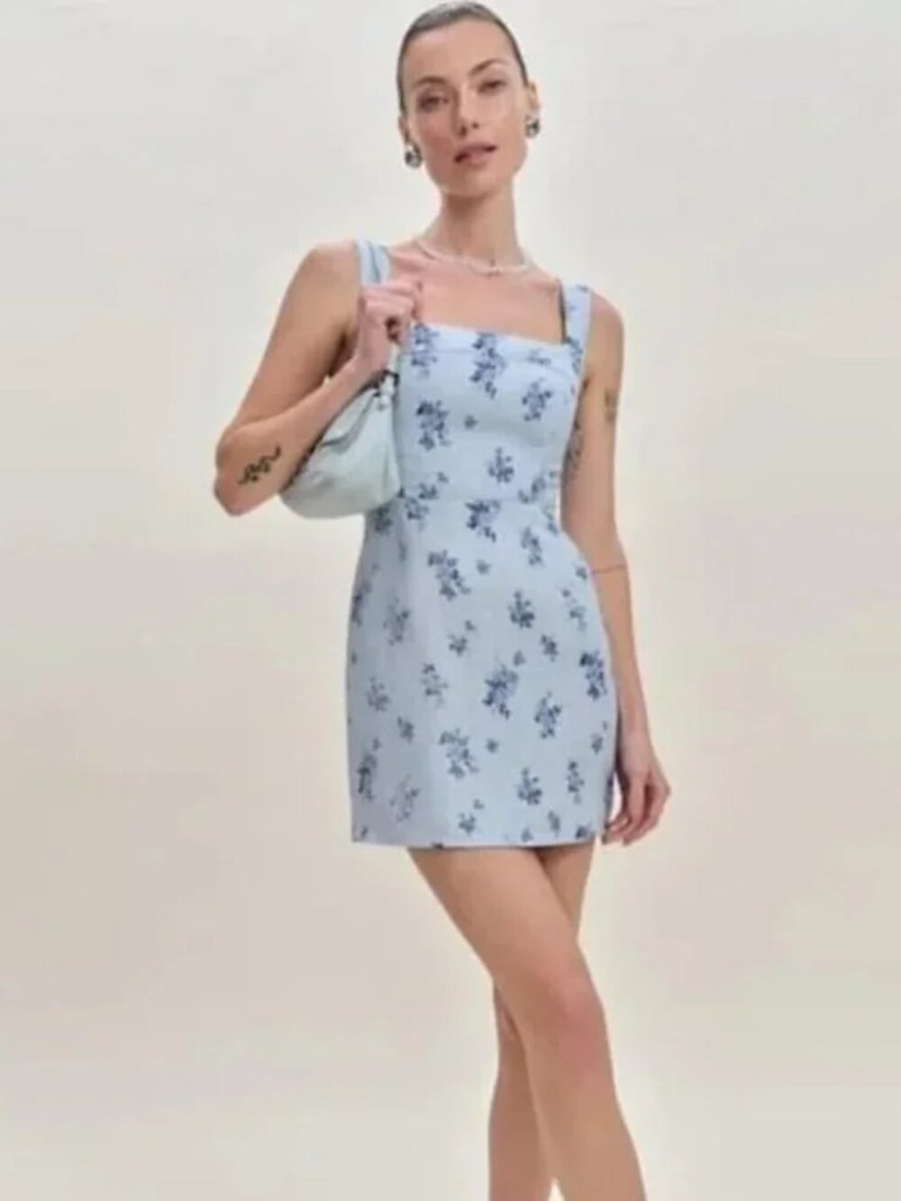 Reformation blue floral mini dress
